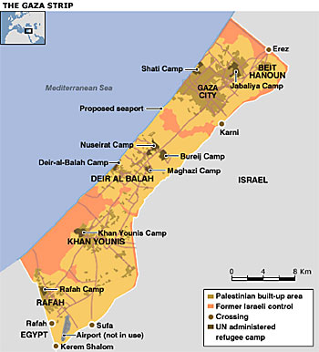 Gaza strip detailed map 